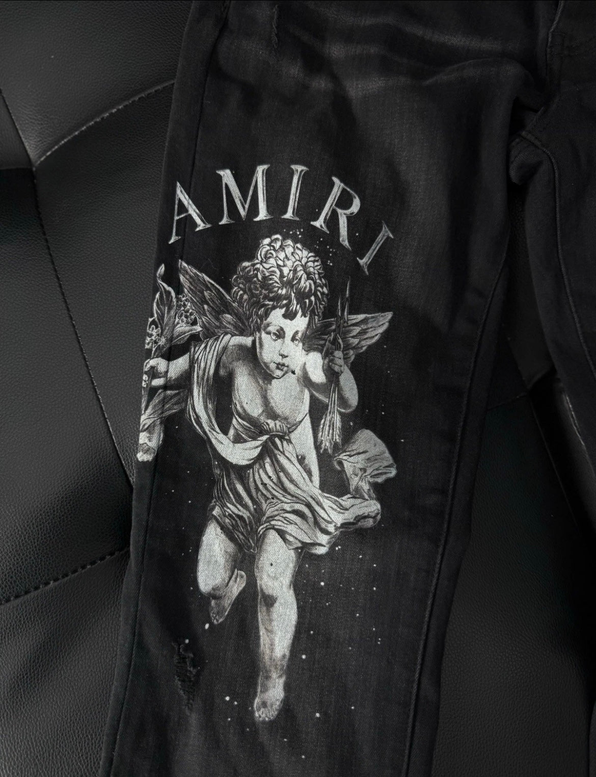 Amiri Black Angel Logo Jeans 100% Authentic Quick Shipping