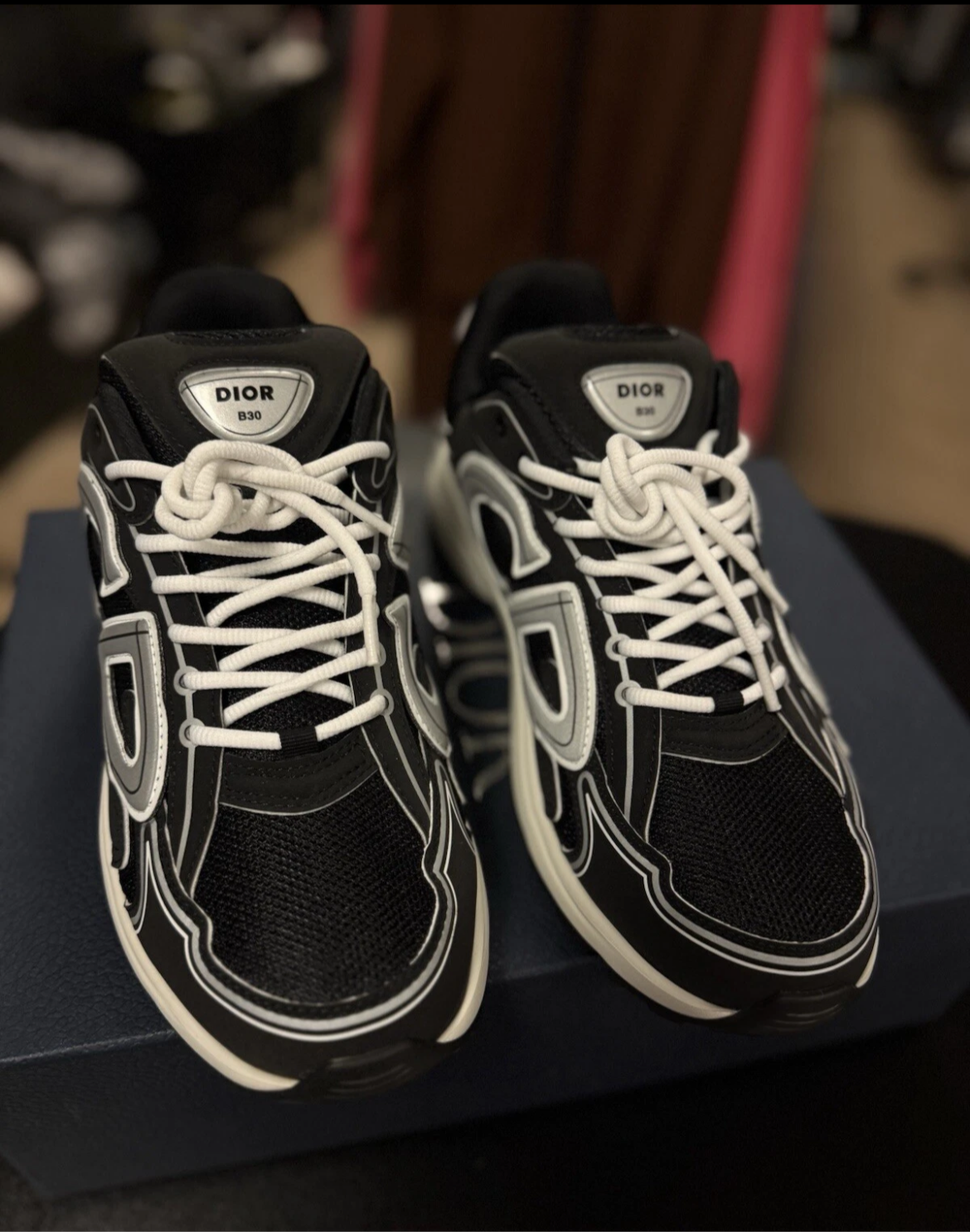 Dior B30 Reflective Sneaker 'Black White"