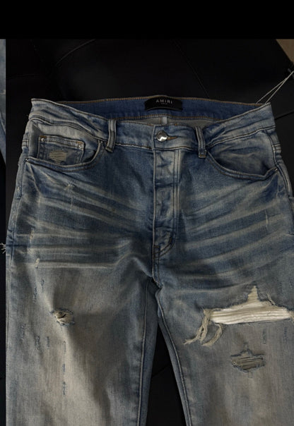 Amiri Blue White Patch Jeans 100% Authentic Quick Shipping