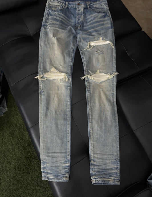 Amiri Blue White Patch Jeans 100% Authentic Quick Shipping