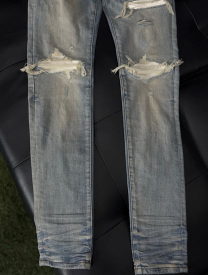 Amiri Blue White Patch Jeans 100% Authentic Quick Shipping