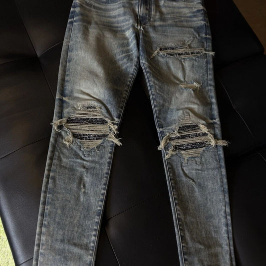 Amiri Jeans 100% Authentic Blue MX1 Black Bandanna Quick Shipping