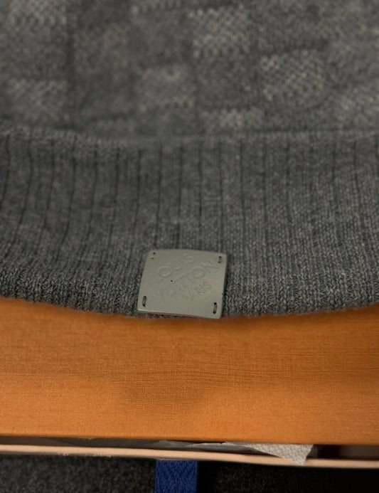 Louis Vuitton Mens Grey  Beanie Damier Print 100% Authentic Quick Ship W Box