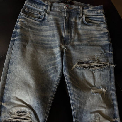 Amiri Jeans 100% Authentic Blue MX1 Black Bandanna Quick Shipping
