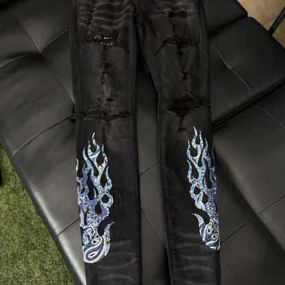 Amiri Black Flame Jeans 100% Authentic Quick Shipping