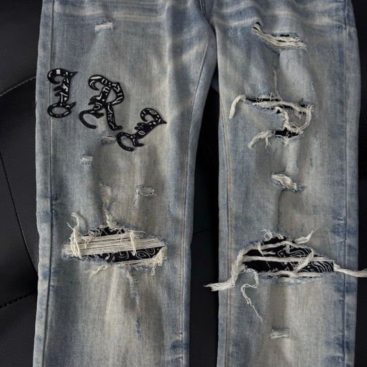 Amiri Jeans 100% Authentic Black Leg Logo Quick Shipping