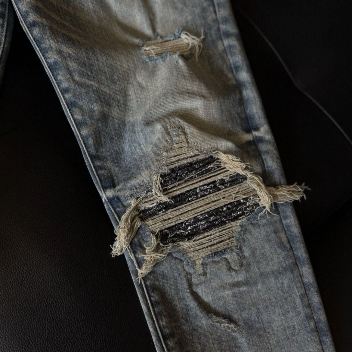 Amiri Jeans 100% Authentic Blue MX1 Black Bandanna Quick Shipping